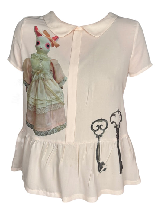 Vivica Pink Peter Pan Ruffle Blouse - S/M
