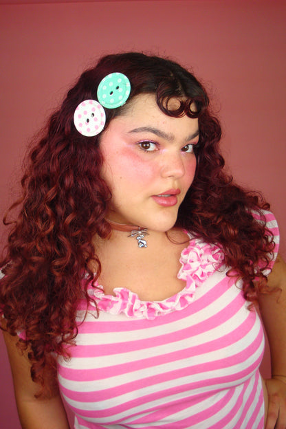 Set of 2 Button Hairclips