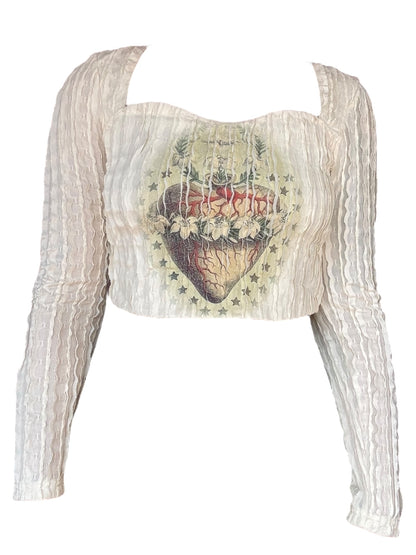 Sacred Heart Ruffle Cropped Longsleeve - M/L