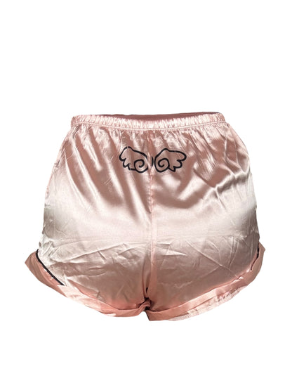 Kiss Me, I'm an Angel Pink Satin Shorts - L/XL