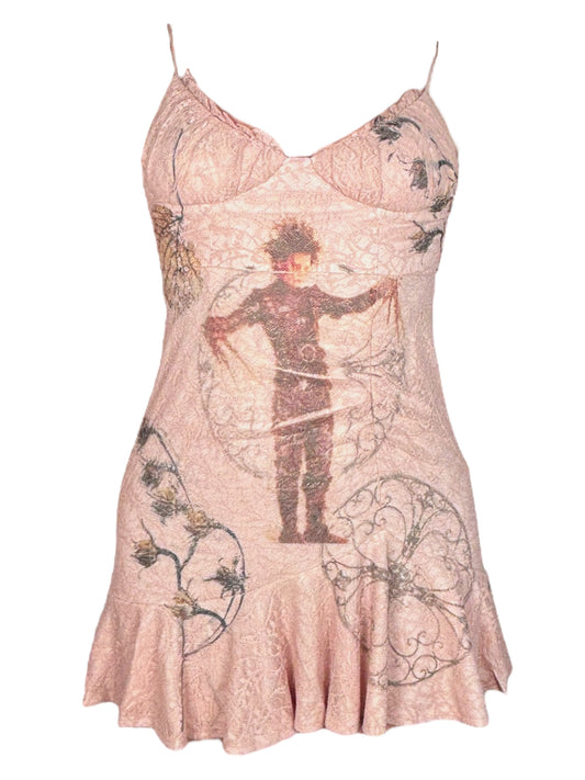 Scissorhand Communion Pink Lace Ruffle Dress - S/M