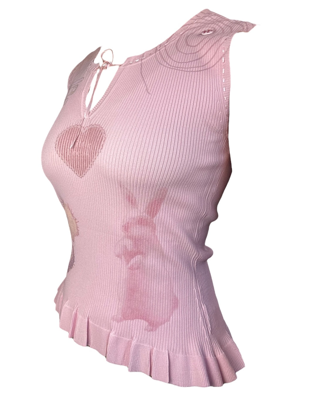 Forget Me Not Pink Ribbed Blouse - M