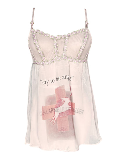 Cry to the Angels Sheer Babydoll Lingerie Tank - M/L