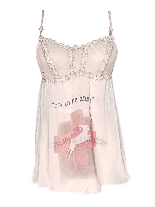 Cry to the Angels Sheer Babydoll Lingerie Tank - M/L