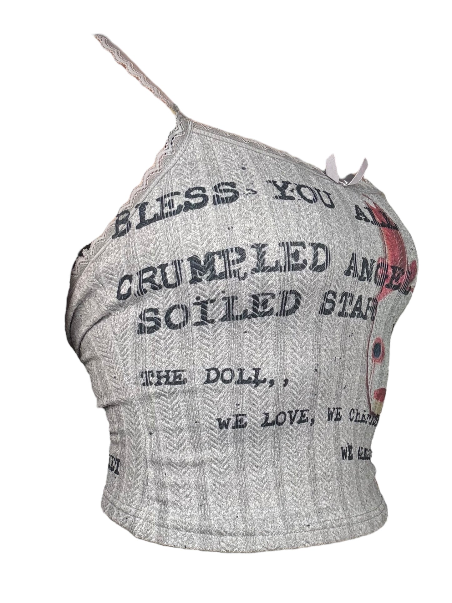 Soiled Star Grey Ribbed Lace Tank - S