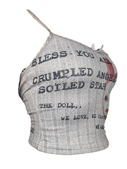 Soiled Star Grey Ribbed Lace Tank - S