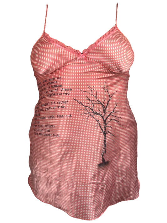 Cut Me to Ribbons Pink Polka Dot Slip Mini Dress - L