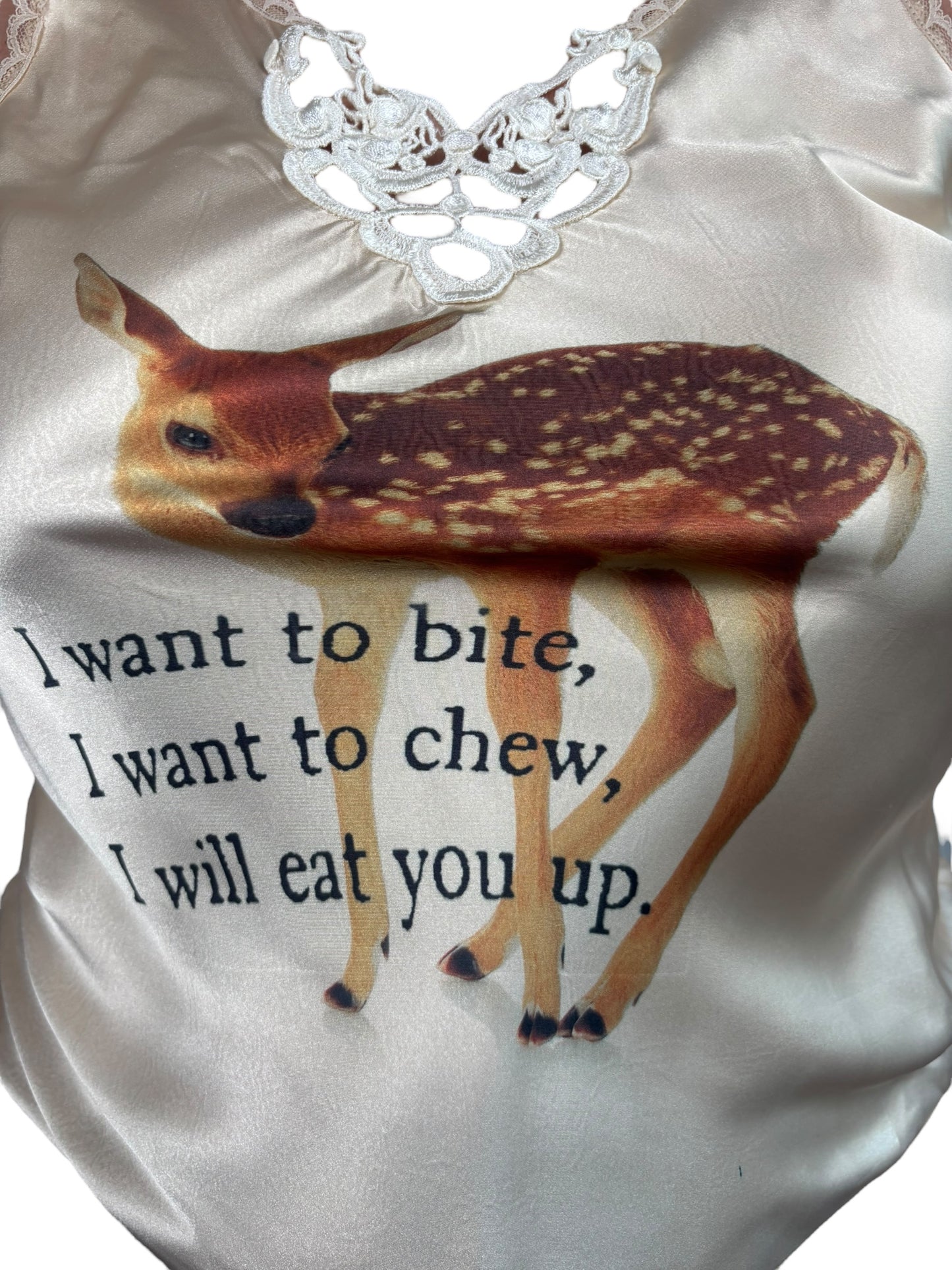 Eat You Up, Deer Champagne Slip Tank - 1X/2X