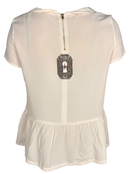 Vivica Pink Peter Pan Ruffle Blouse - S/M