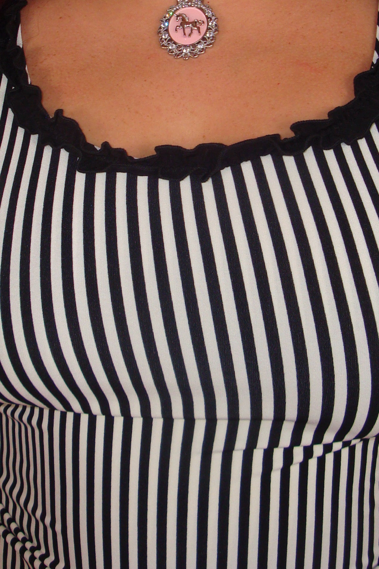 Cordelia Black and White Stripe Garter Top - XL
