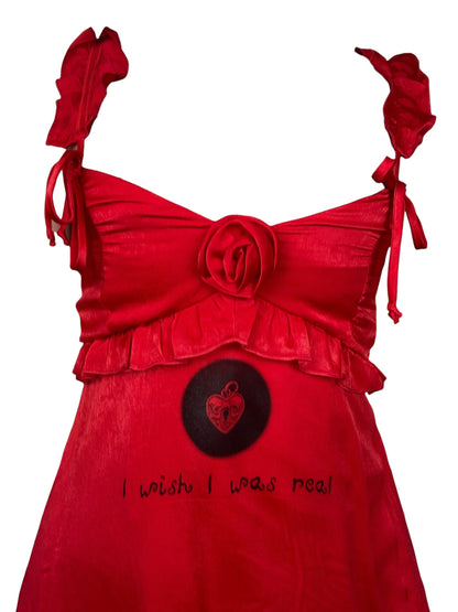 I Wish I was Real Red Rose Dress - XS