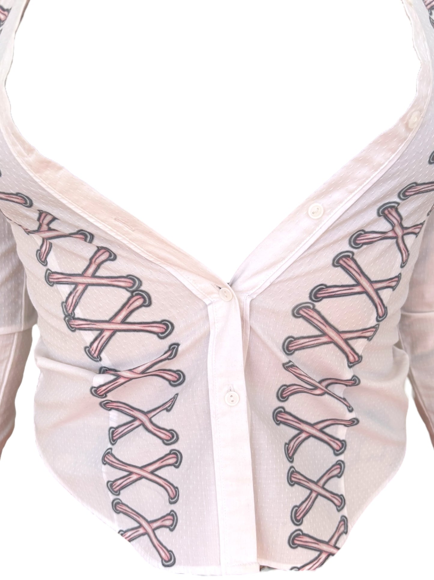 Lace Me Up White Button Up - XS