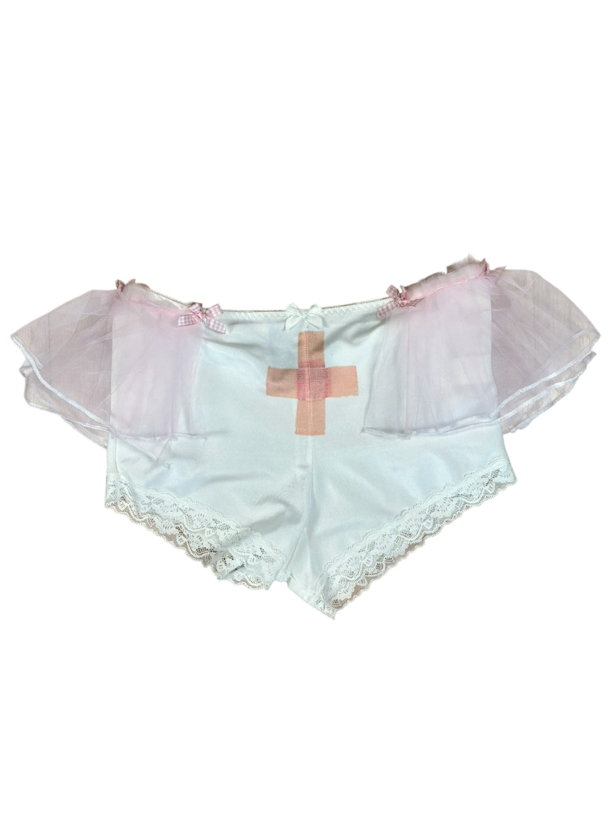 Bandaid Over a Bullethole White Micro Shorts - S/M
