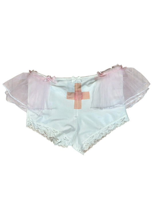 Bandaid Over a Bullethole White Micro Shorts - S/M