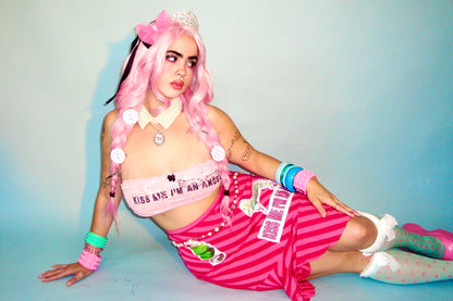 Gummy Candy Pink Striped Skirt - L/XL