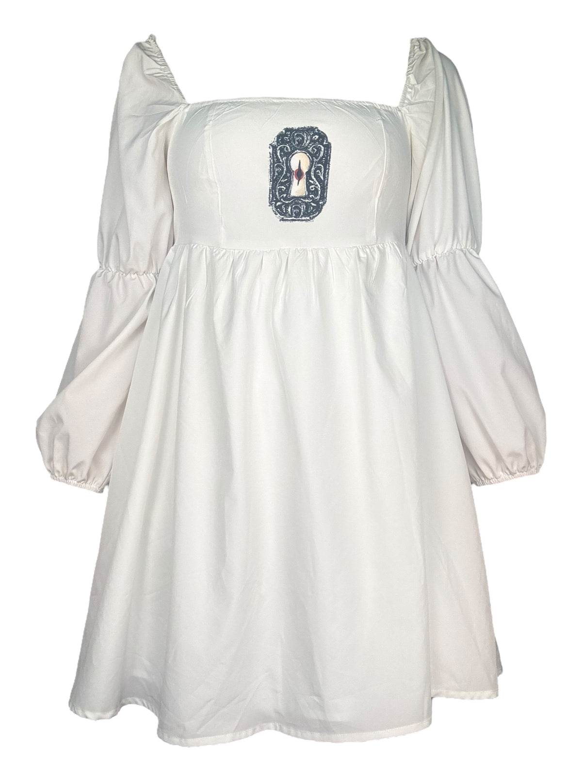 Peering Through The Keyhole White Babydoll Dress - L/XL