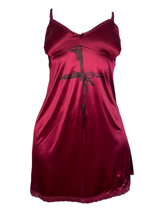 Crucifixion Maroon Slip Dress (Sample) - M/L