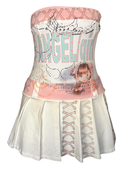 Angel/Girl Pleated Strapless Dress - L/XL
