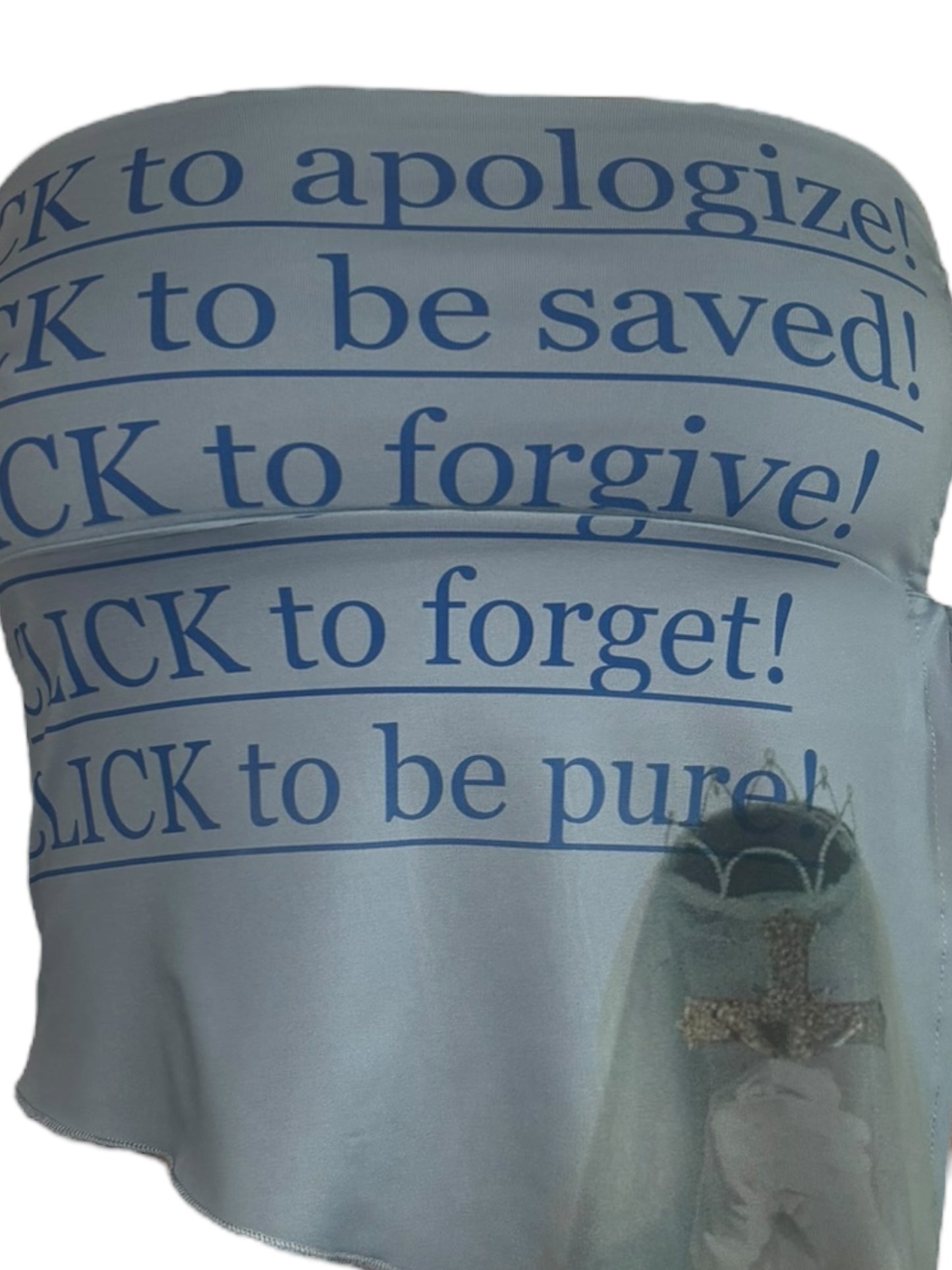Click to Forgive Blue Flutter Tube Top - S/M