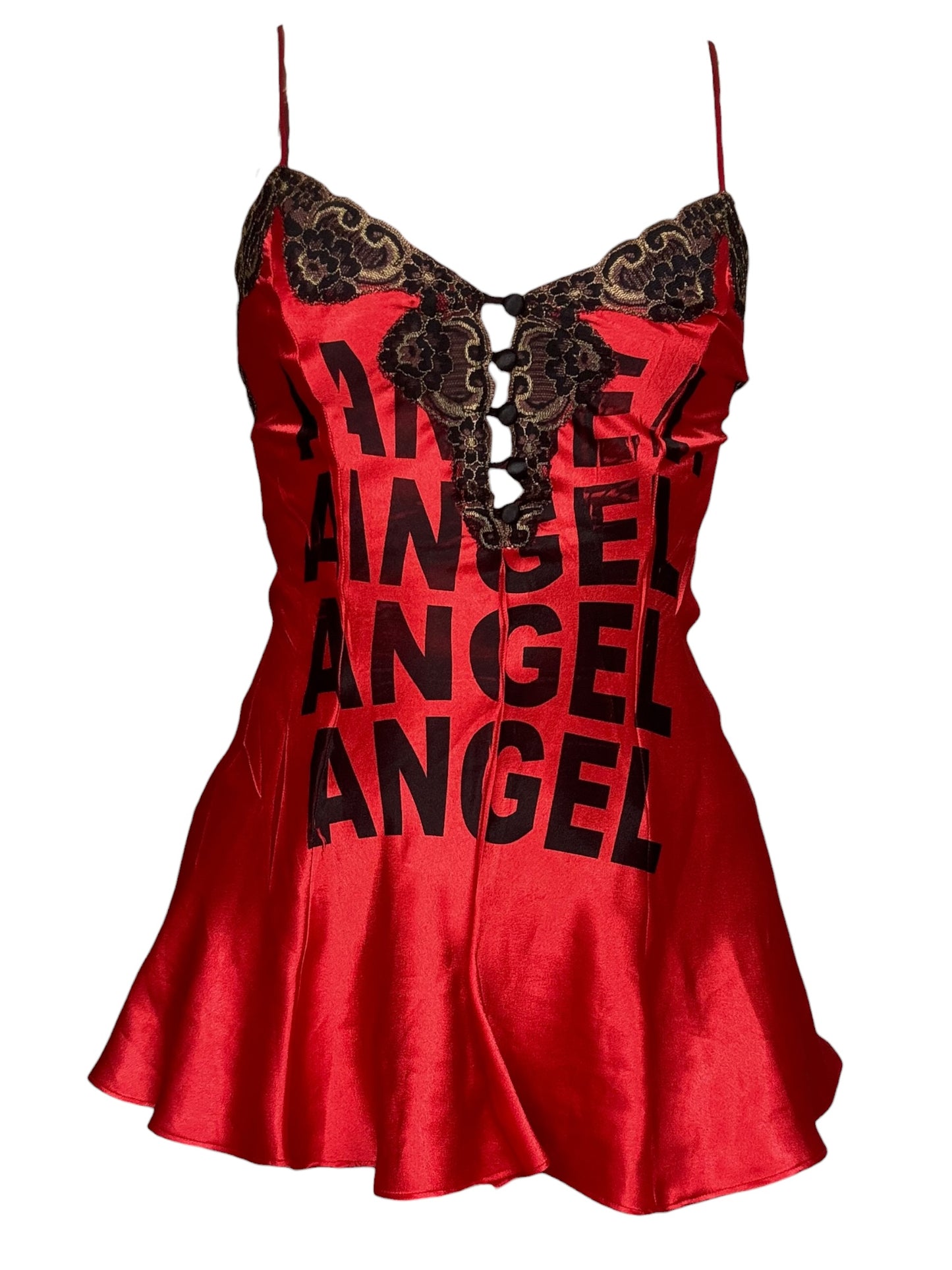 Angel's Wrath Red Lace Mini Dress/Bodysuit - S