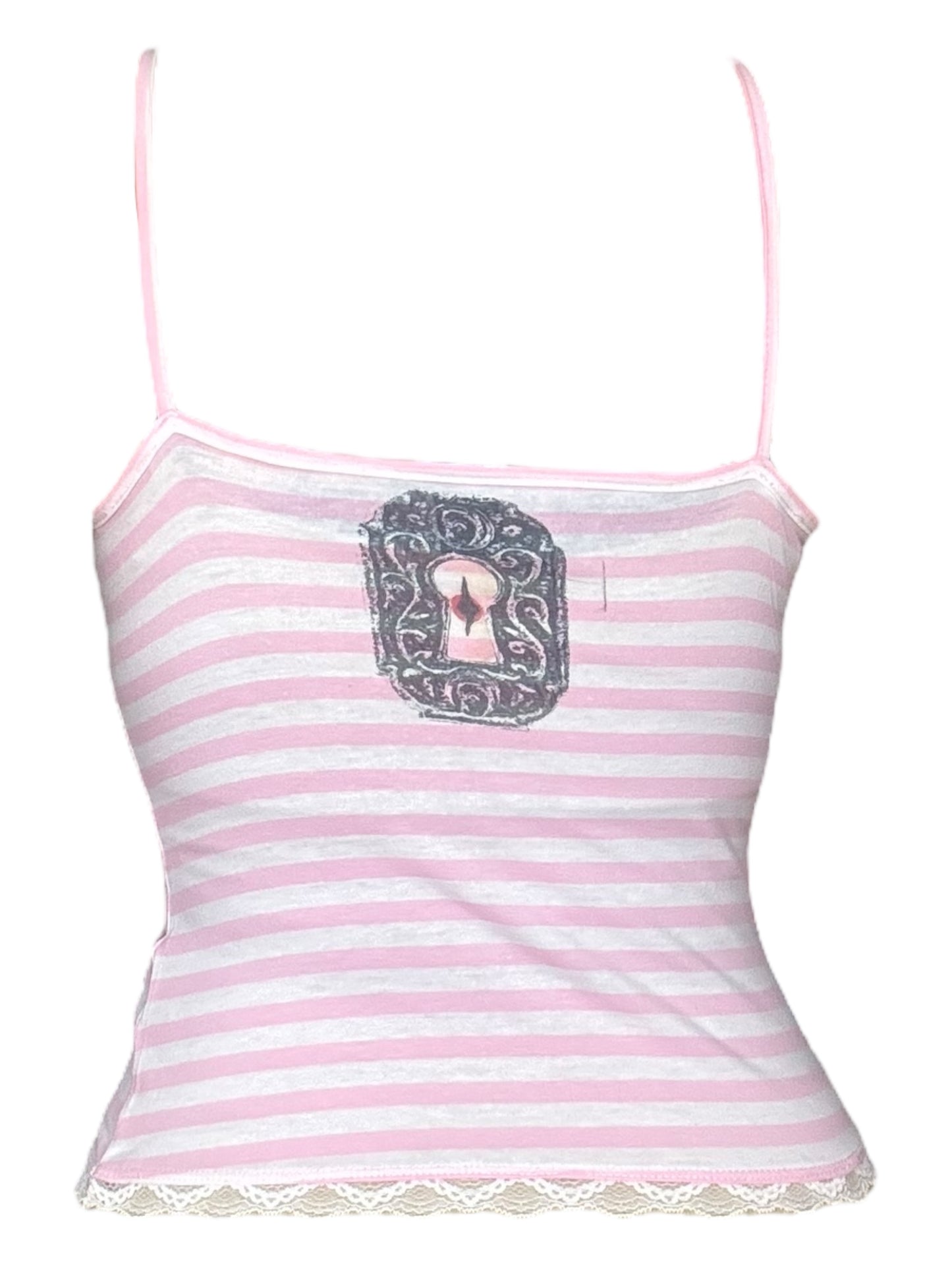 Abandoned Spectacle Pink + White Striped Tank - M