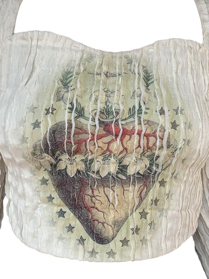 Sacred Heart Ruffle Cropped Longsleeve - M/L