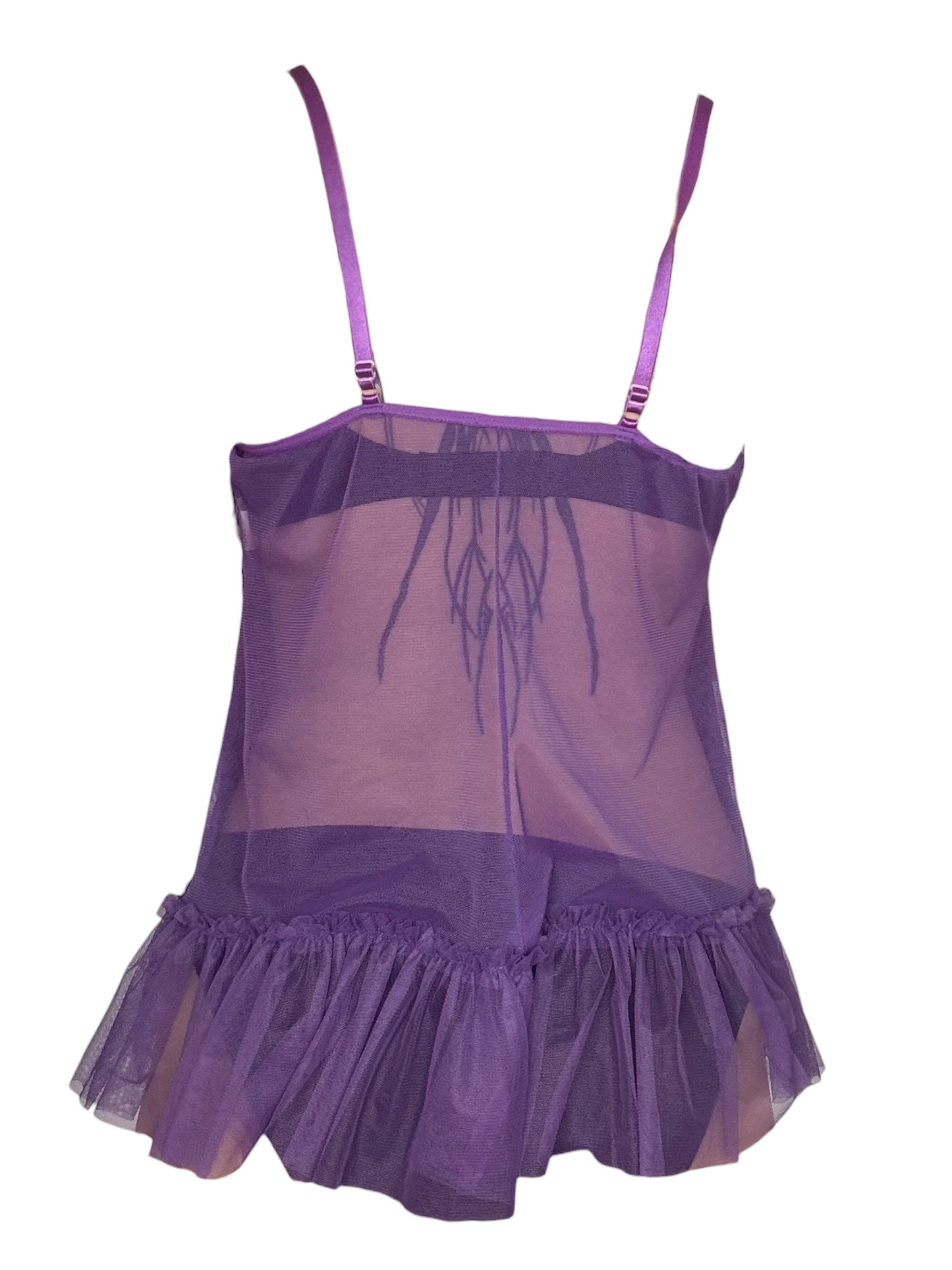 Angel Purple Cheetah + Feather Babydoll Mini Dress - L/XL