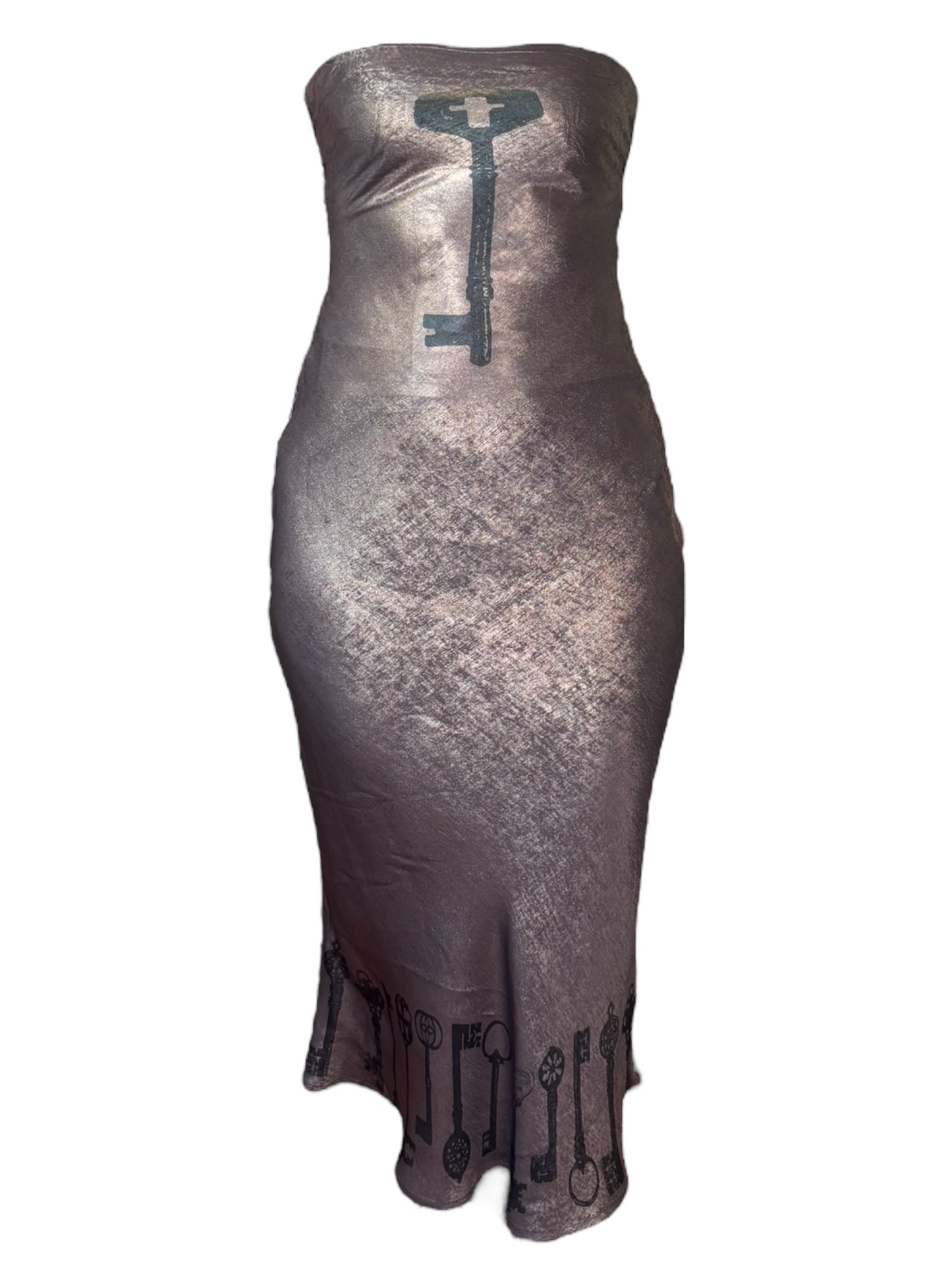 Under Lock and Key Silver Formal Dress - L