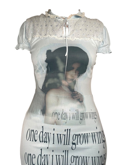 One Day I will Grow Wings Blue Nightgown - L