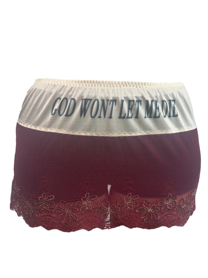 God Won't Let Me Die Maroon Slip Skirt - S/M
