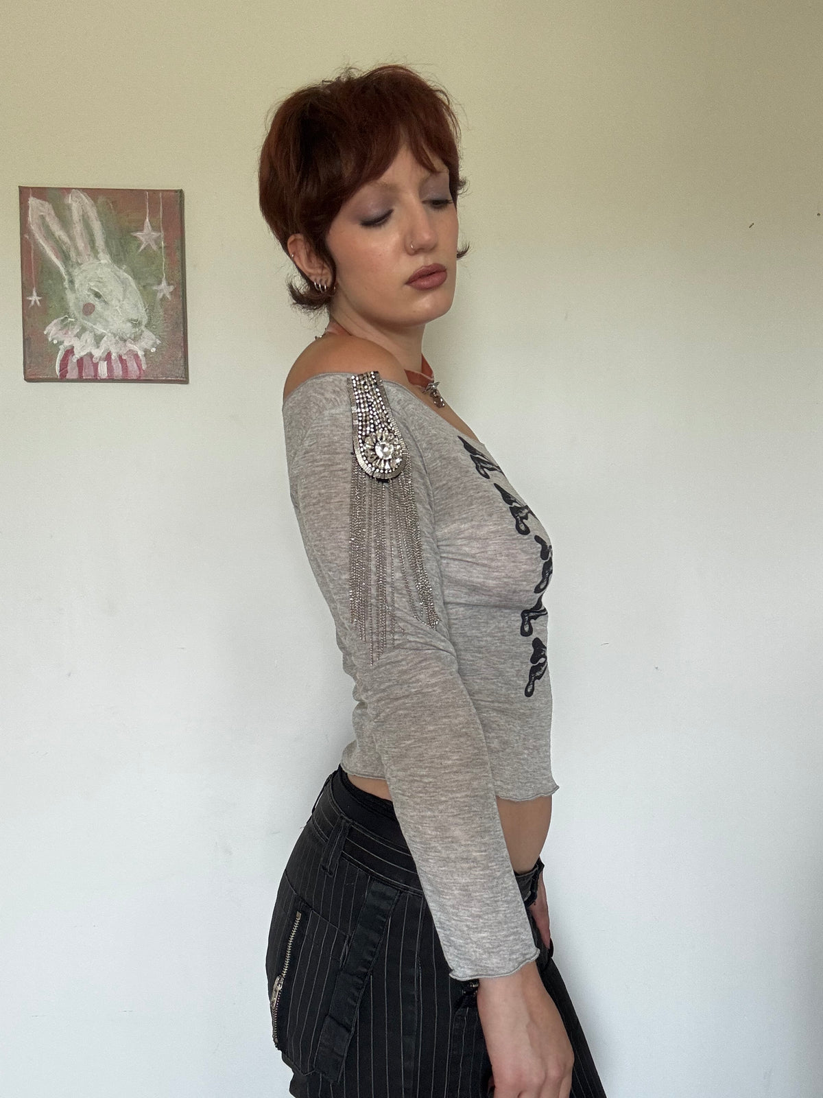Angel's March Grey Epaulette Longsleeve