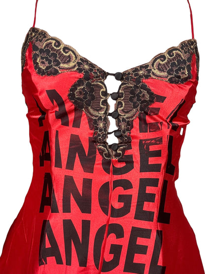 Angel's Wrath Red Lace Mini Dress/Bodysuit - S