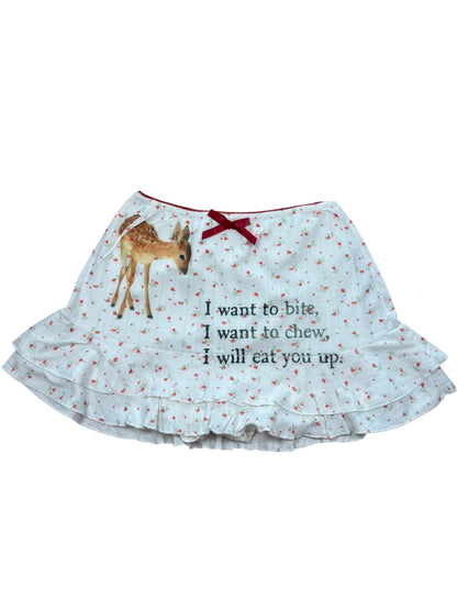 Eat You Up, Deer Floral Mini Skirt - XS