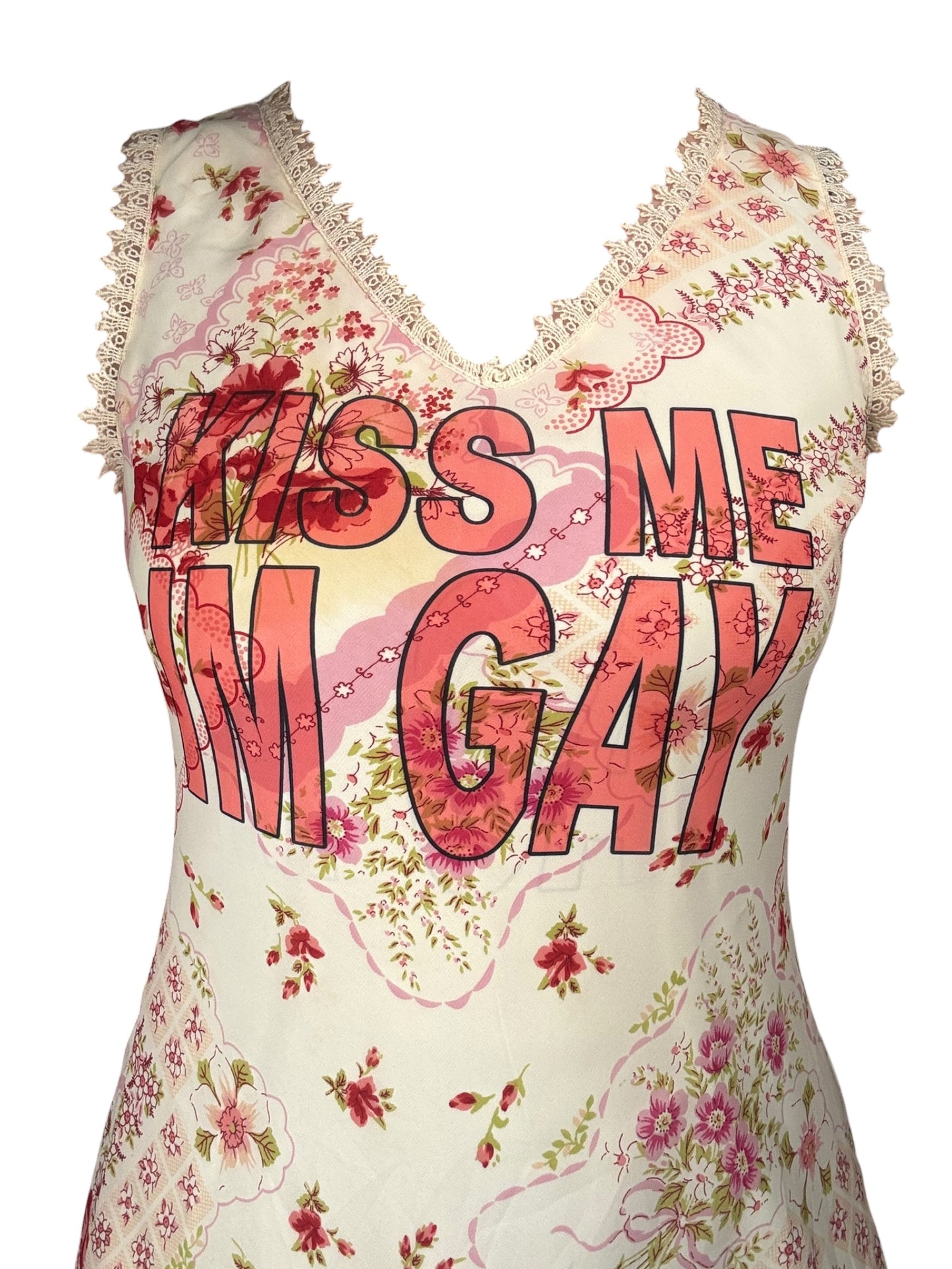 Kiss Me I'm Gay Floral 90's Dress - M/L