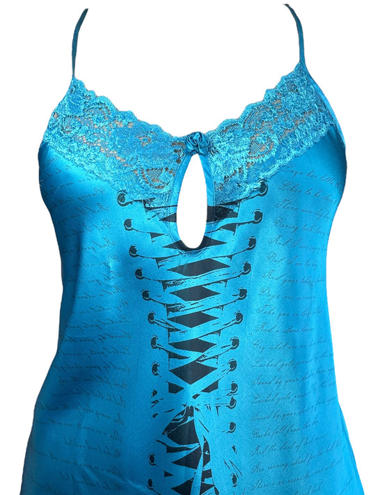 Corset Longing Blue Rosette Slip Dress - XL