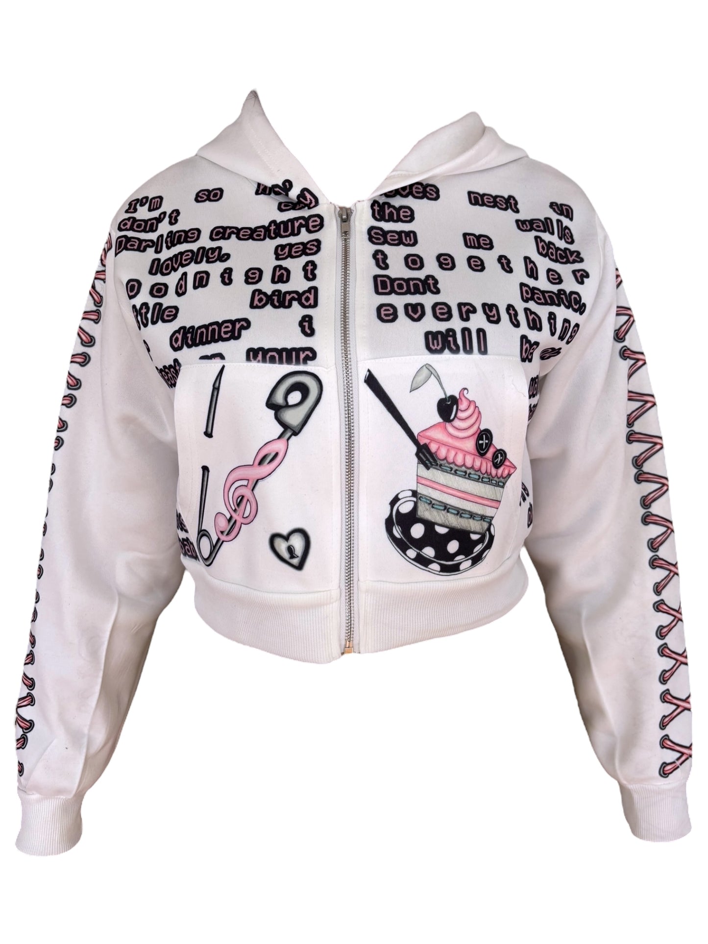 Darling Creature White Cropped Hoodie - M
