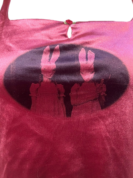 I Love You, Bunny Maroon Velvet Top - XL