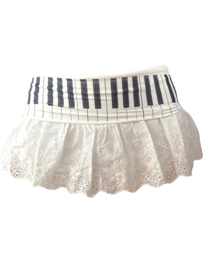 Piano Ruffle Lace Mini Skirt