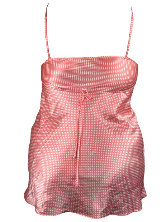 Cut Me to Ribbons Pink Polka Dot Slip Mini Dress - L
