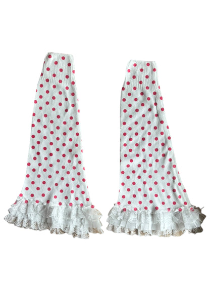 Pink Polka Dot Lace Legwarmers