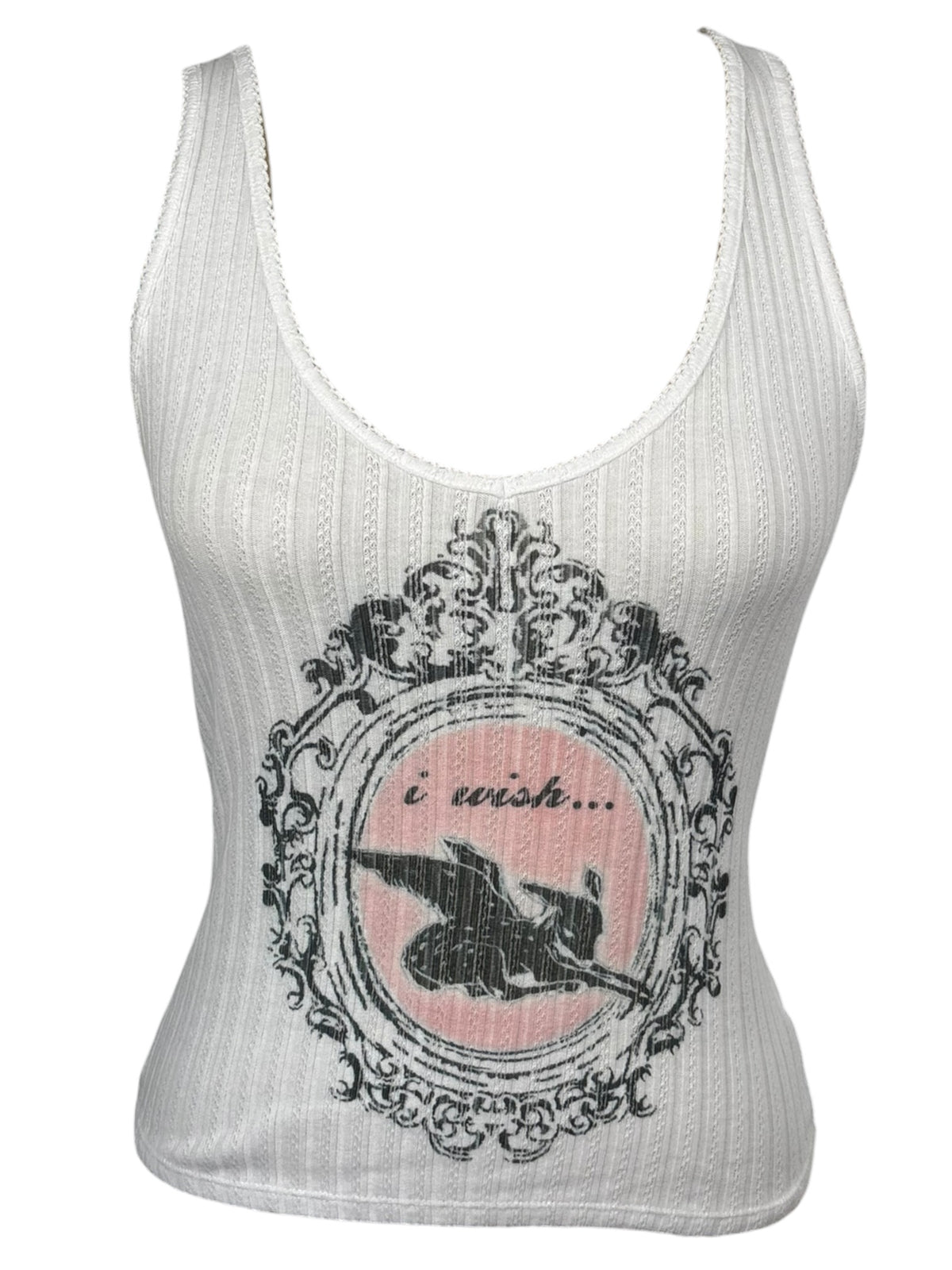 Wish Upon My Wings White Ribbed Tank - S/M