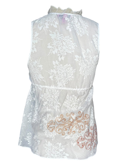 Keyhole White Lace Babydoll Top - M