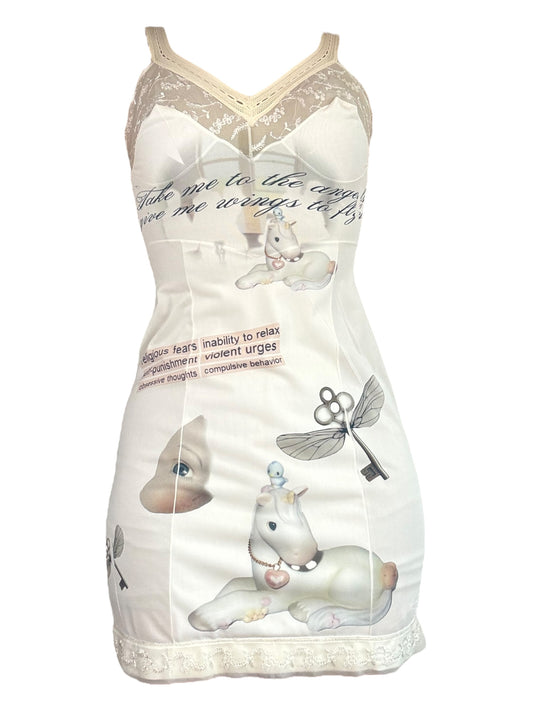 Unicorn Visions White Mini Slip Dress - S/M