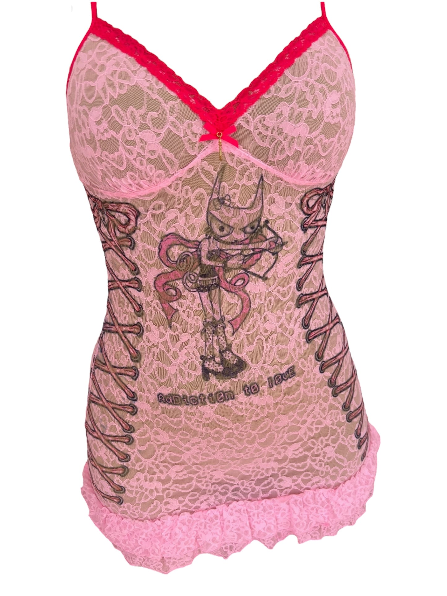 Addiction to Love Pink Lace Mini Babydoll Dress - S/M