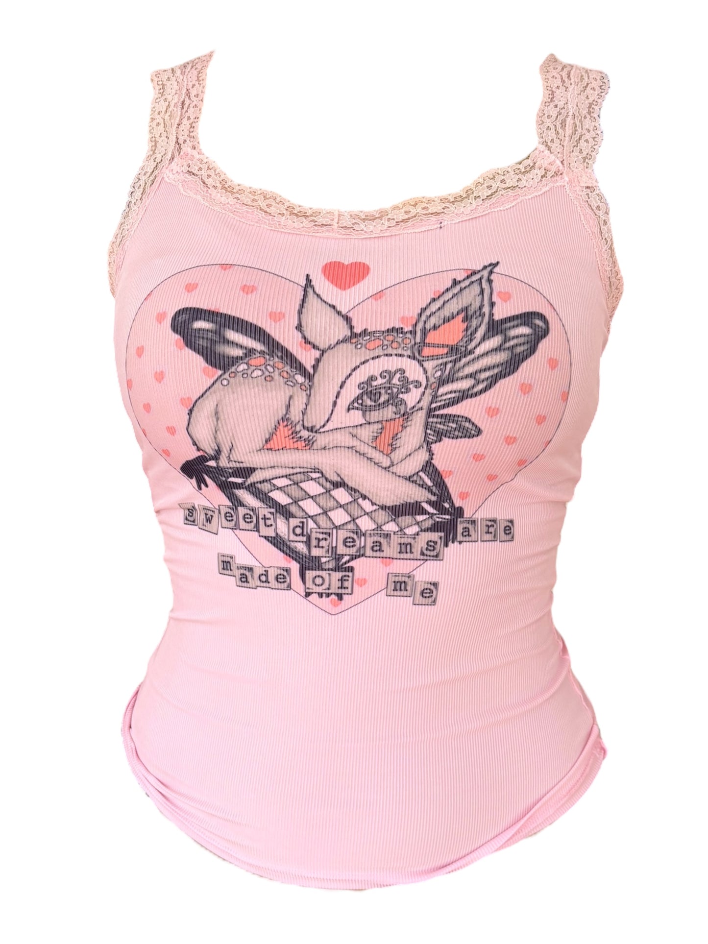 Sweet Dreams Pink Lace Tank - S