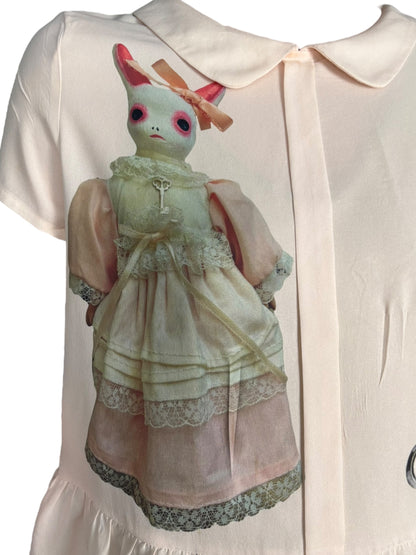 Vivica Pink Peter Pan Ruffle Blouse - S/M