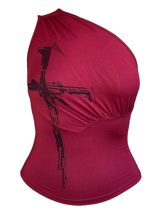 Crucifixion Wine Off-Shoulder Top - S/M