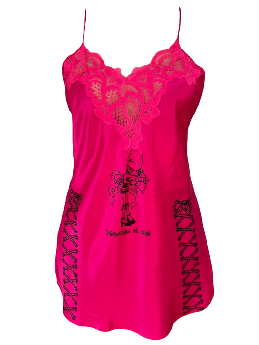 Addiction to Love Hot Pink Slip Dress - L/XL