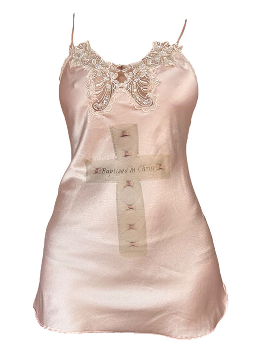 Baptized in Christ Pink Slip Dress - M