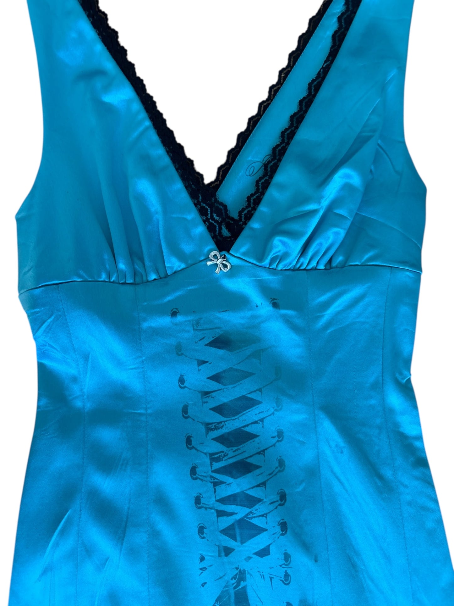 Tied Up Blue Office Siren Dress - XXS/XS